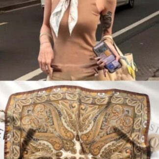 🤎 Brown Vintage Collection ผ้าพันคอแฟชั่นลายวินเทจโทนสีน้ำตาลเนื้อผ้าซาตินพรีเมียม