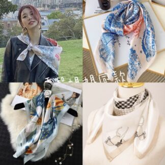 🧣 ผ้าพันคอแฟชั่นคละลาย✨ ขนาด 70 × 70 ซม.💝 ขายยกโหล คละลาย 12 ผืน