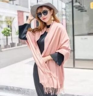 🧣 ผ้าพันคอแคชเมียร์โทนชมพูพีช สีหวานละมุน